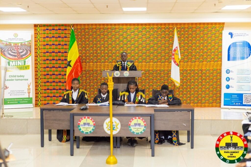 Parliament Mini Parliament children debating national issues in Ghana Parliament House