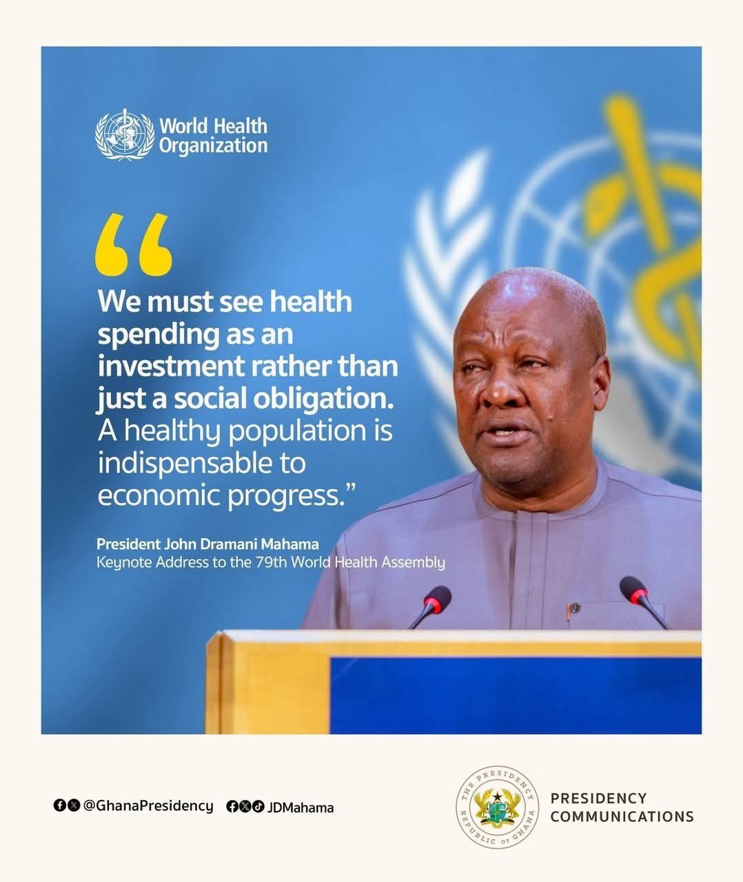 Ghana President John Dramani Mahama leads Accra Reset global health reform dialogue in Geneva