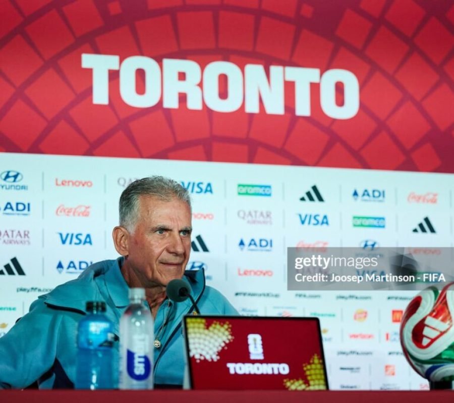 TORONTO, ONTARIO - JUNE 16: Head coach Carlos Queiroz of Ghana speaks to media during the press conference of Ghana one day ahead of the FIFA World Cup 2026 Group L match between Ghana and Panama at Toronto Stadium on June 16, 2026 in Toronto, Ontario. (Photo by Joosep Martinson - FIFA/FIFA via Getty Images)