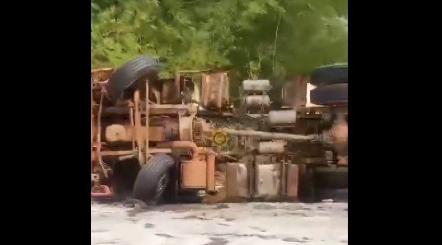 Fuel Tanker Crashes, Spills Petrol on Mankessim-Fosu Road