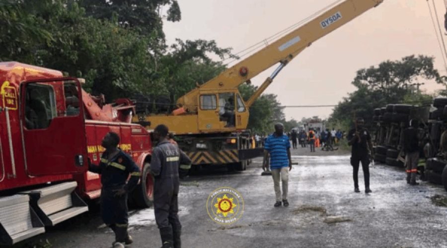 Fuel Tanker Overturns, Spills Fuel on Nyangbo-Tafi Mador Road